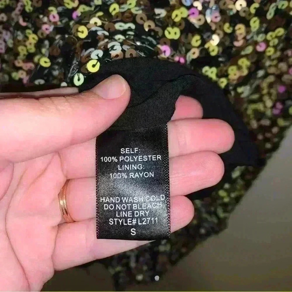 By Together Sparkle All Over Sequin V Neck Mini Dress Festive Party Size Small - Picture 8 of 12